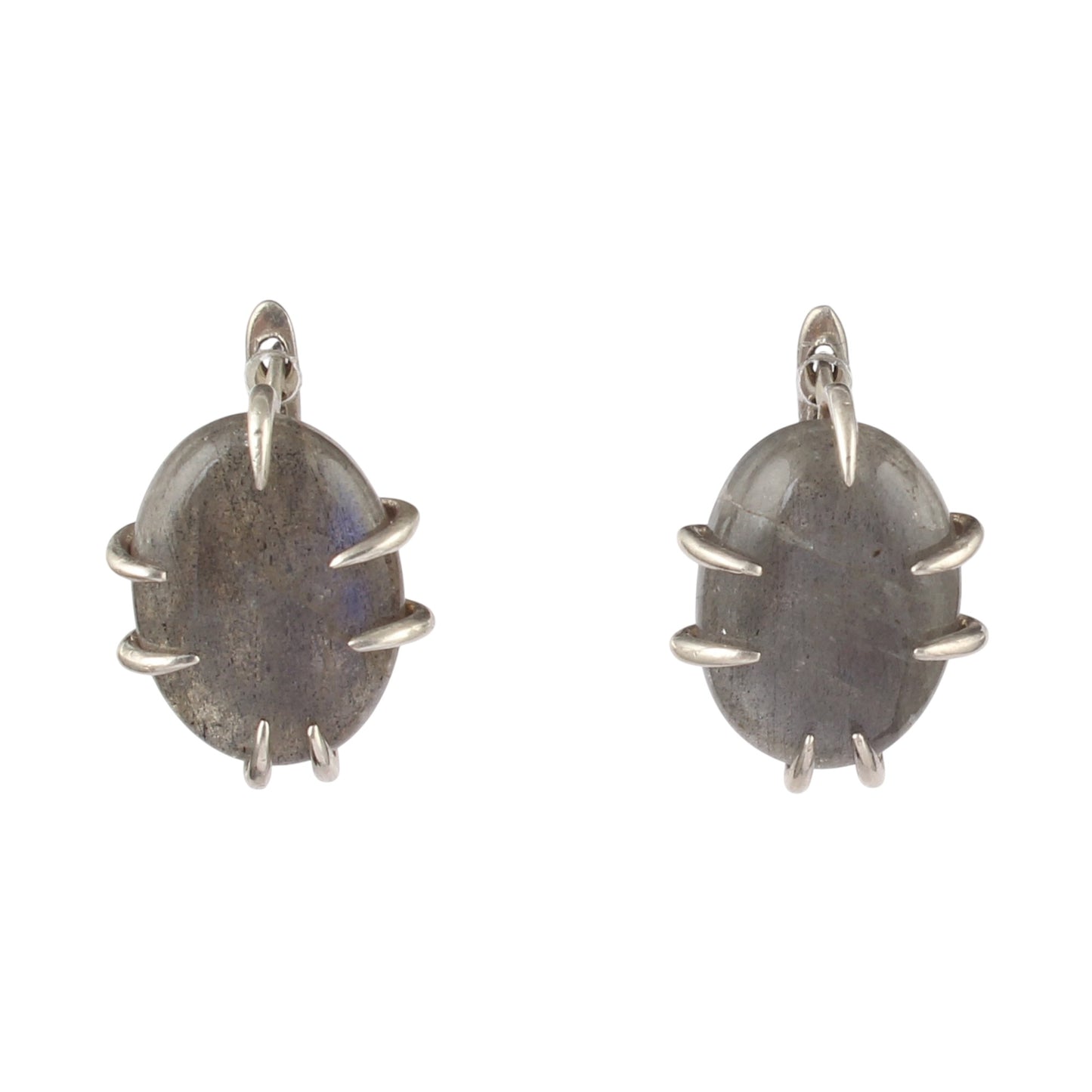 Natural Labradorite Earrings with 925 Sterling Silver Handmade Oval Shape Prong Setting Gemstone Earrings