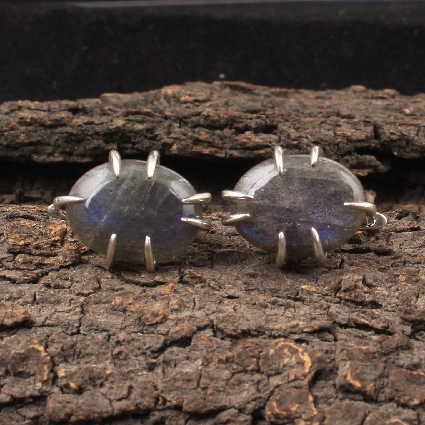 Natural Labradorite Earrings with 925 Sterling Silver Handmade Oval Shape Prong Setting Gemstone Earrings