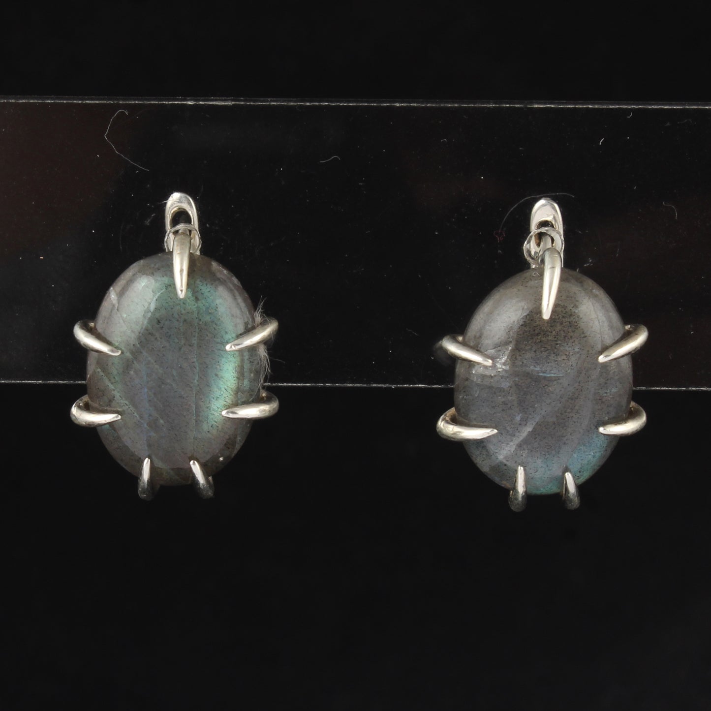 Natural Labradorite Earrings with 925 Sterling Silver Handmade Oval Shape Prong Setting Gemstone Earrings Jewelry