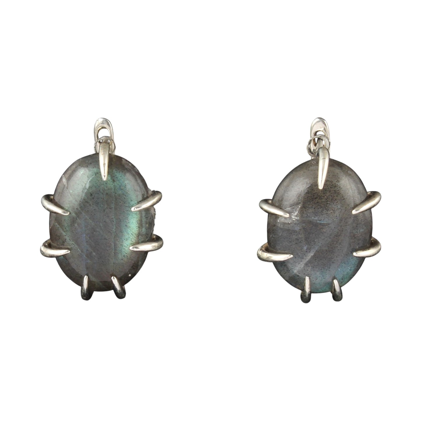 Natural Labradorite Earrings with 925 Sterling Silver Handmade Oval Shape Prong Setting Gemstone Earrings Jewelry