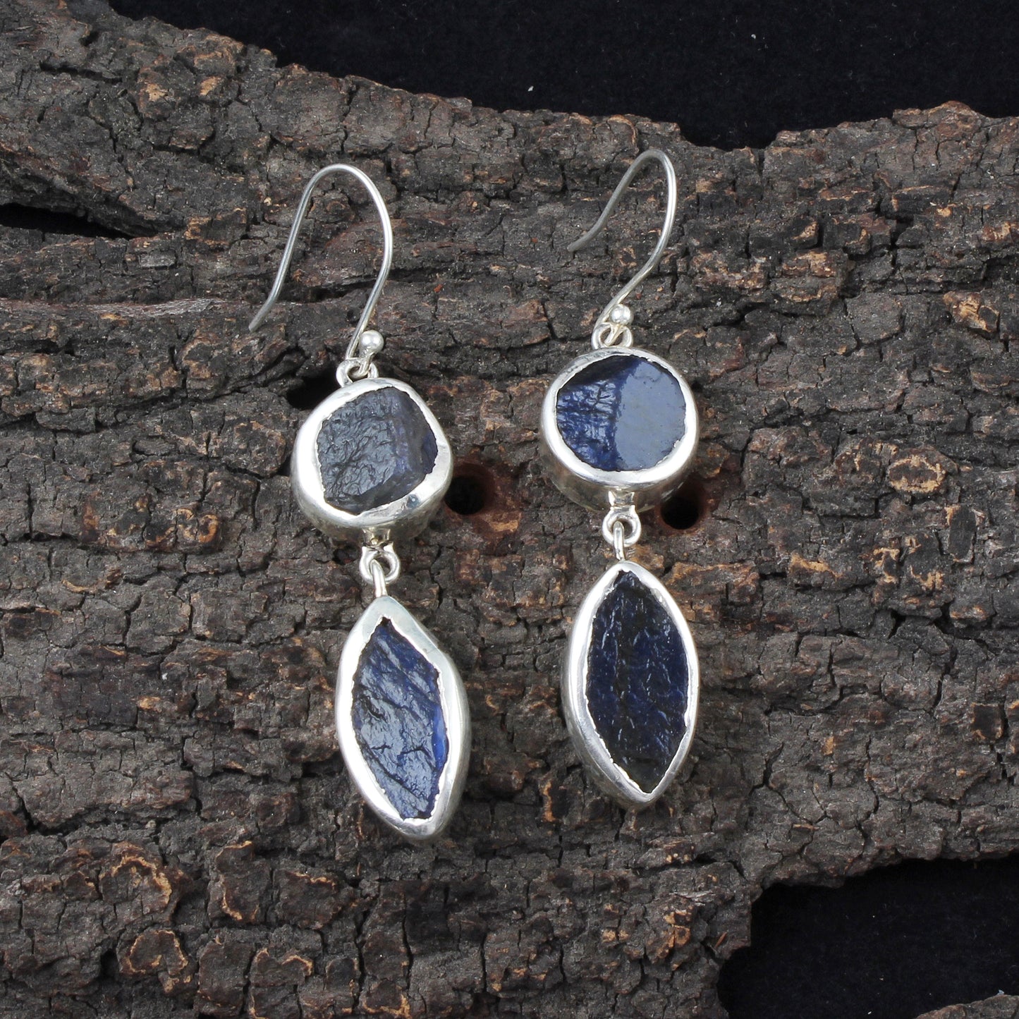 Rough Labradorite Earrings 925 Sterling Silver Natural Gemstone Earrings Handmade Dangle Drop Jewelry