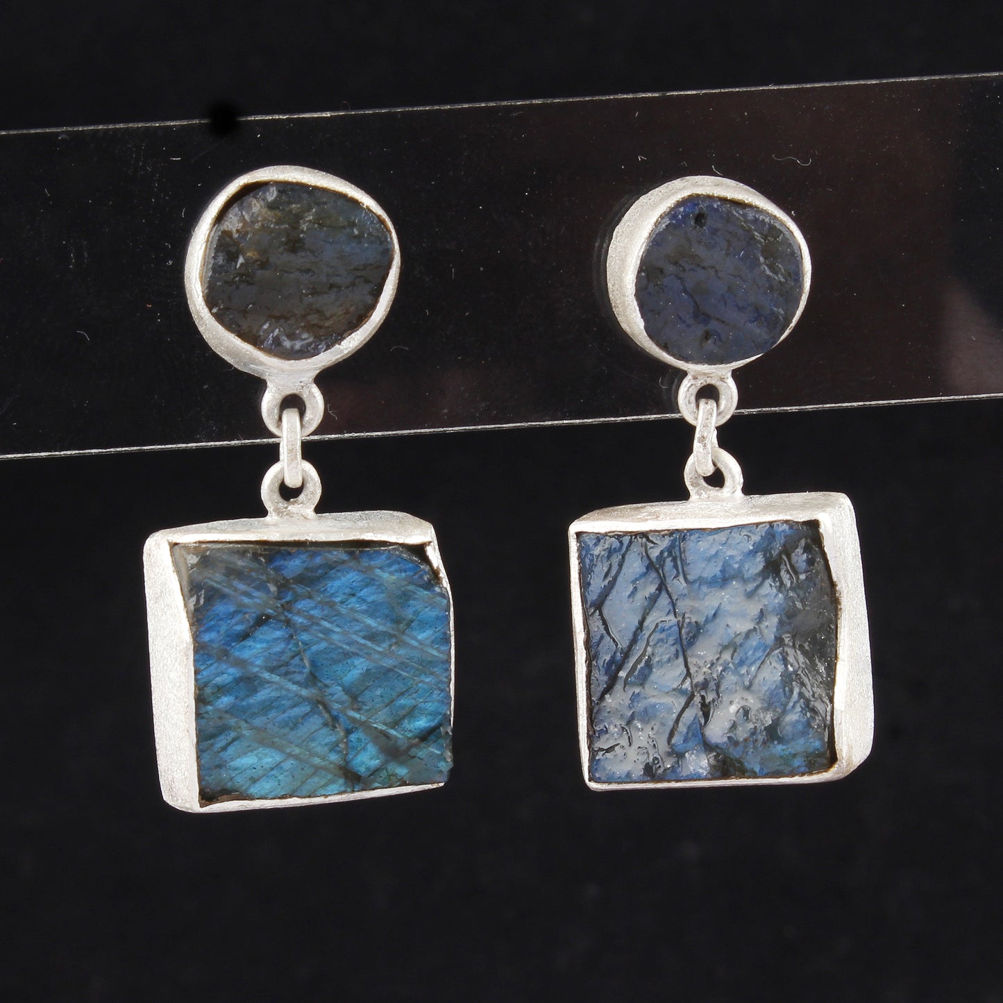 Rough Labradorite Earrings Handmade Matte Finish 925 Sterling Silver Earrings Natural Raw Gemstone Jewelry