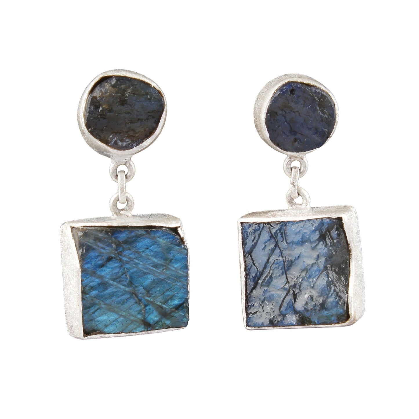 Rough Labradorite Earrings Handmade Matte Finish 925 Sterling Silver Earrings Natural Raw Gemstone Jewelry