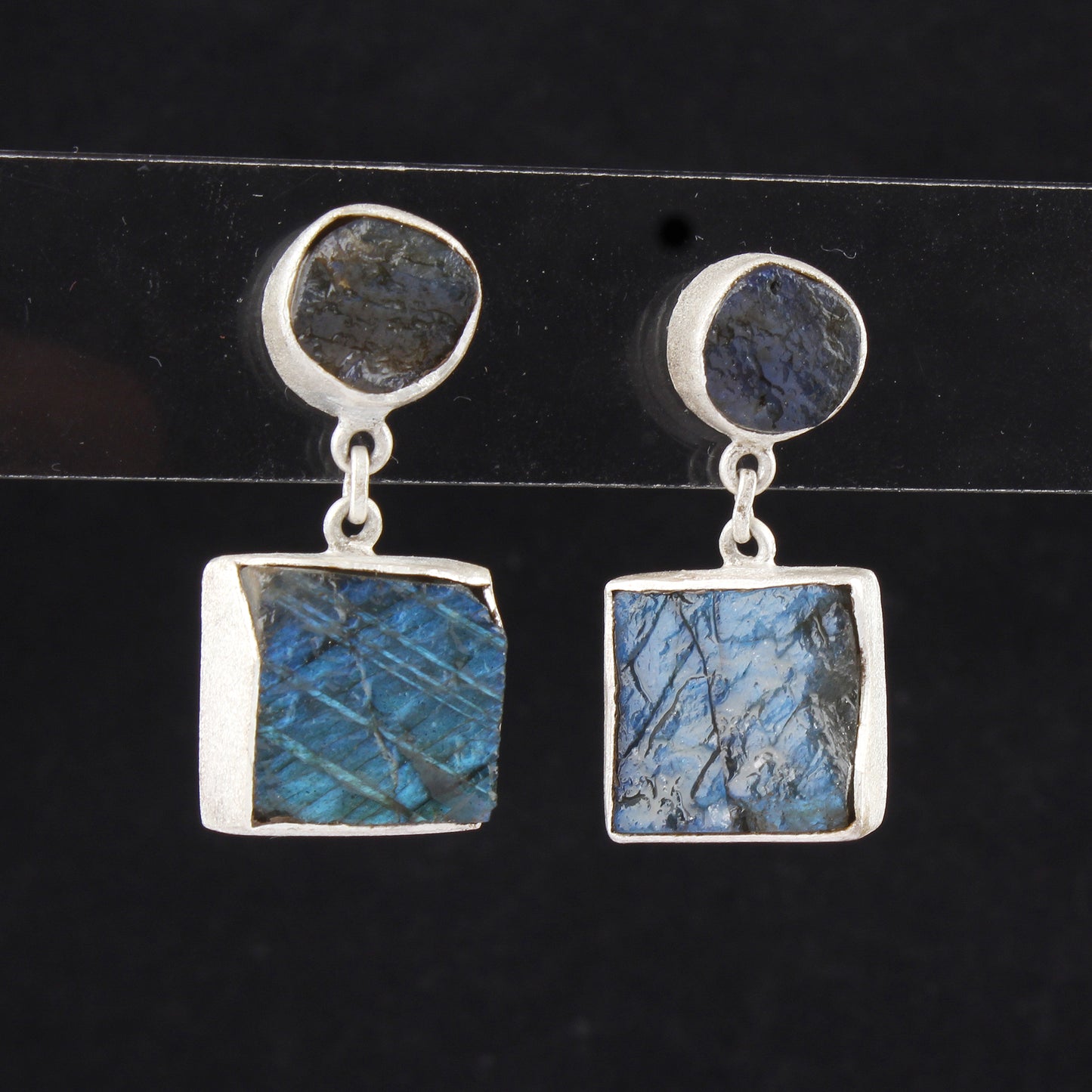 Rough Labradorite Earrings Handmade Matte Finish 925 Sterling Silver Earrings Natural Raw Gemstone Jewelry