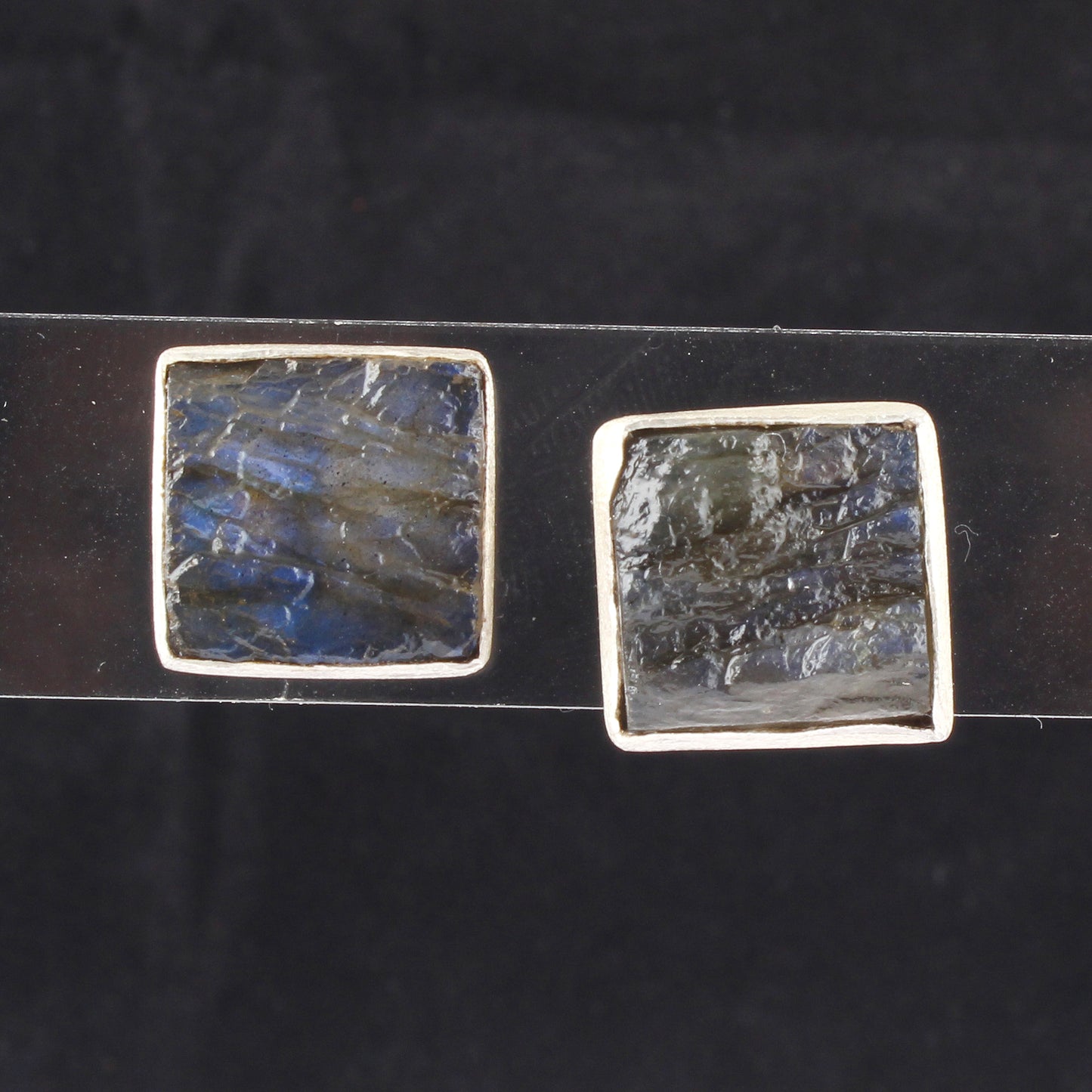 Rough Labradorite Stud Earrings with Matte Finish Handmade 925 Sterling Silver Natural Raw Gemstone Earrings