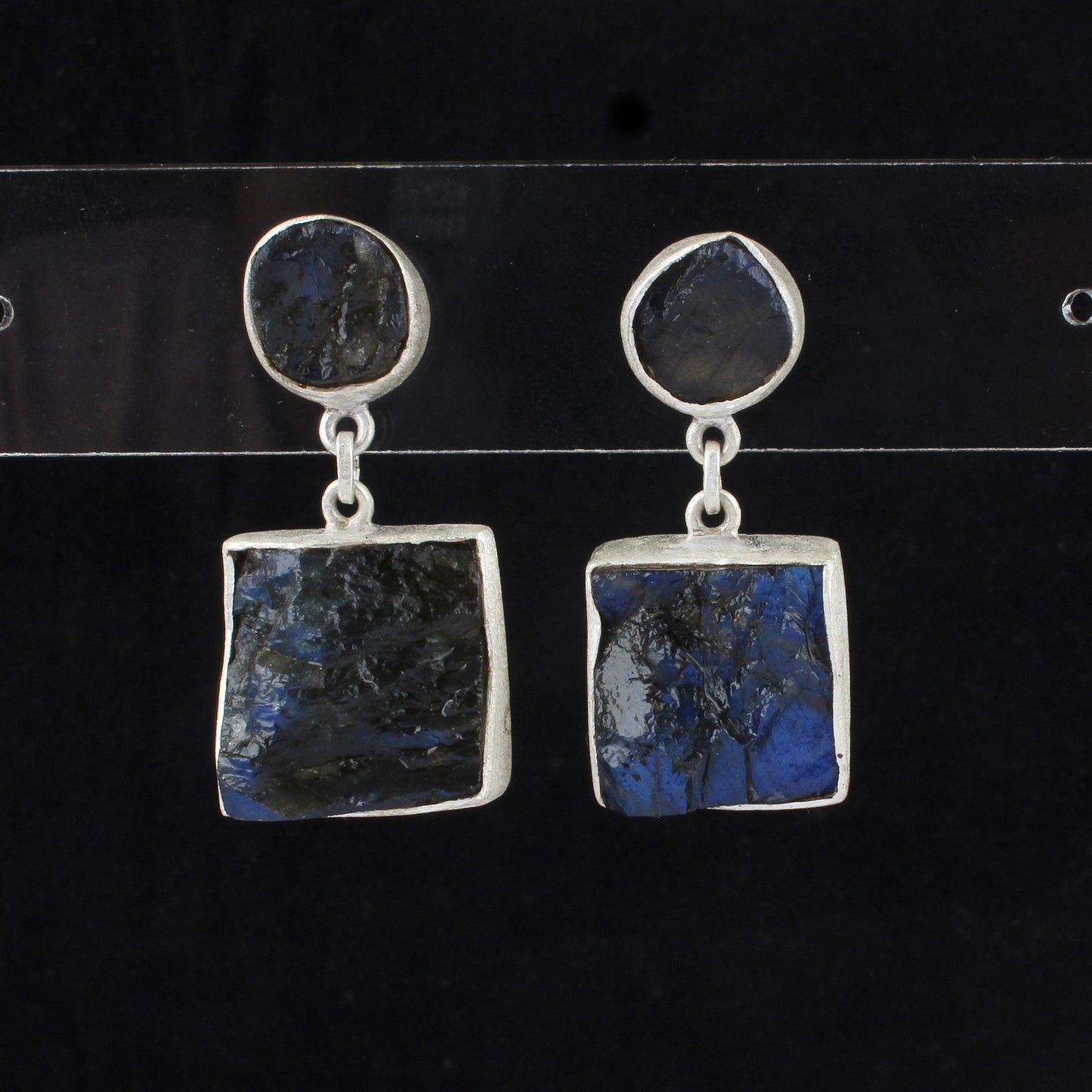 Rough Labradorite Earrings Handmade Matte Finish 925 Sterling Silver Earrings Natural Raw Stone Jewelry