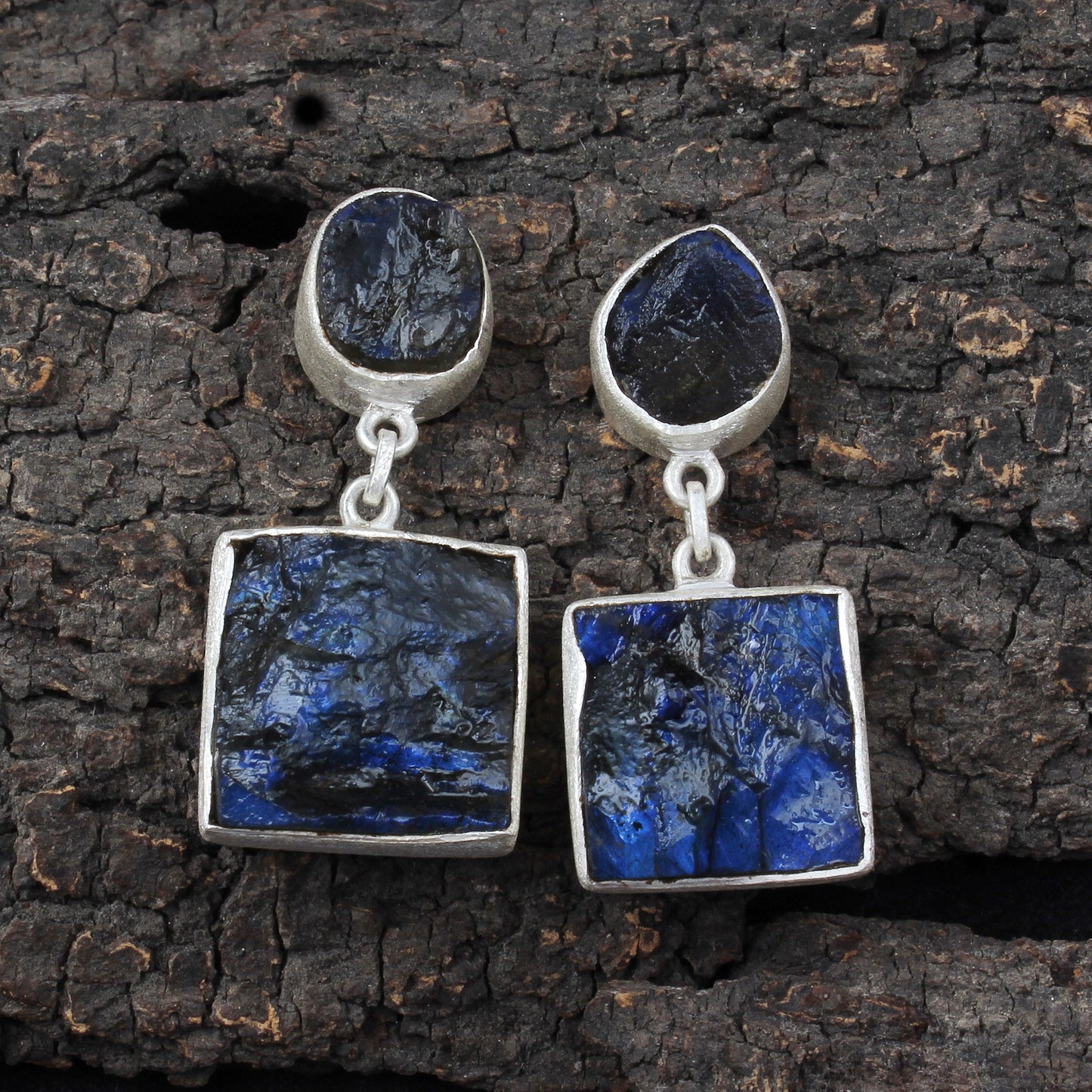 Rough Labradorite Earrings Handmade Matte Finish 925 Sterling Silver Earrings Natural Raw Stone Jewelry