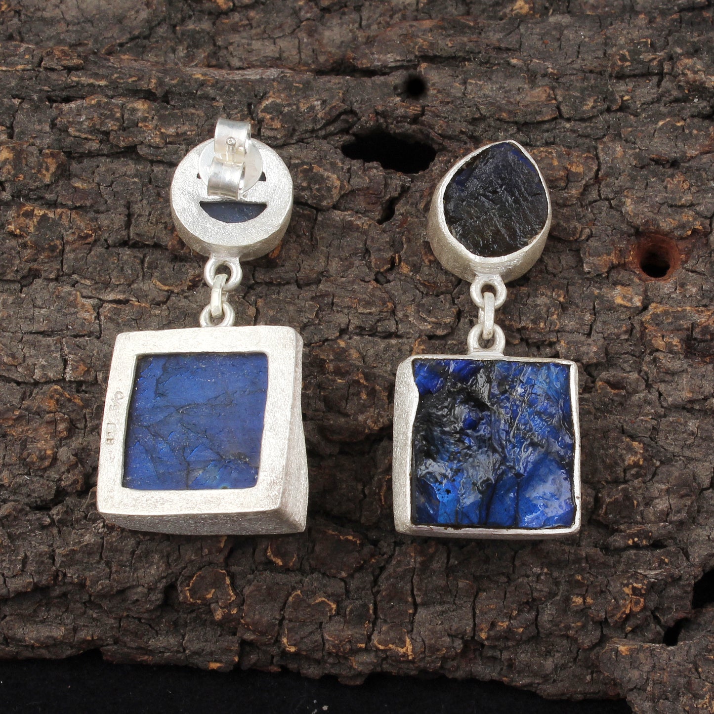 Rough Labradorite Earrings Handmade Matte Finish 925 Sterling Silver Earrings Natural Raw Stone Jewelry