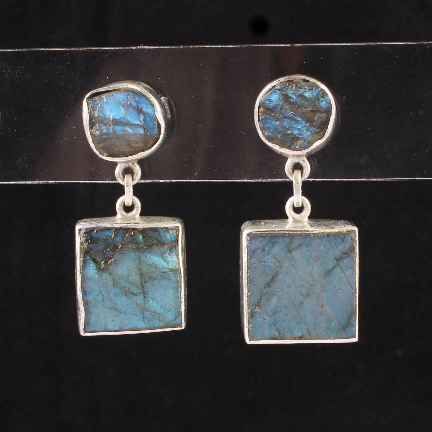 Rough Labradorite Earrings Handmade Matte Finish 925 Sterling Silver Earrings Natural Raw Stone Jewelry