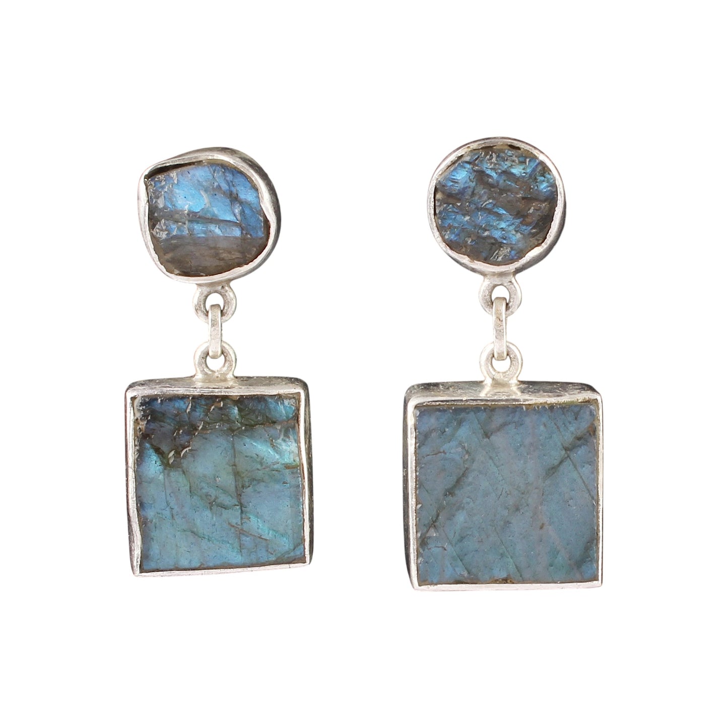 Rough Labradorite Earrings Handmade Matte Finish 925 Sterling Silver Earrings Natural Raw Stone Jewelry