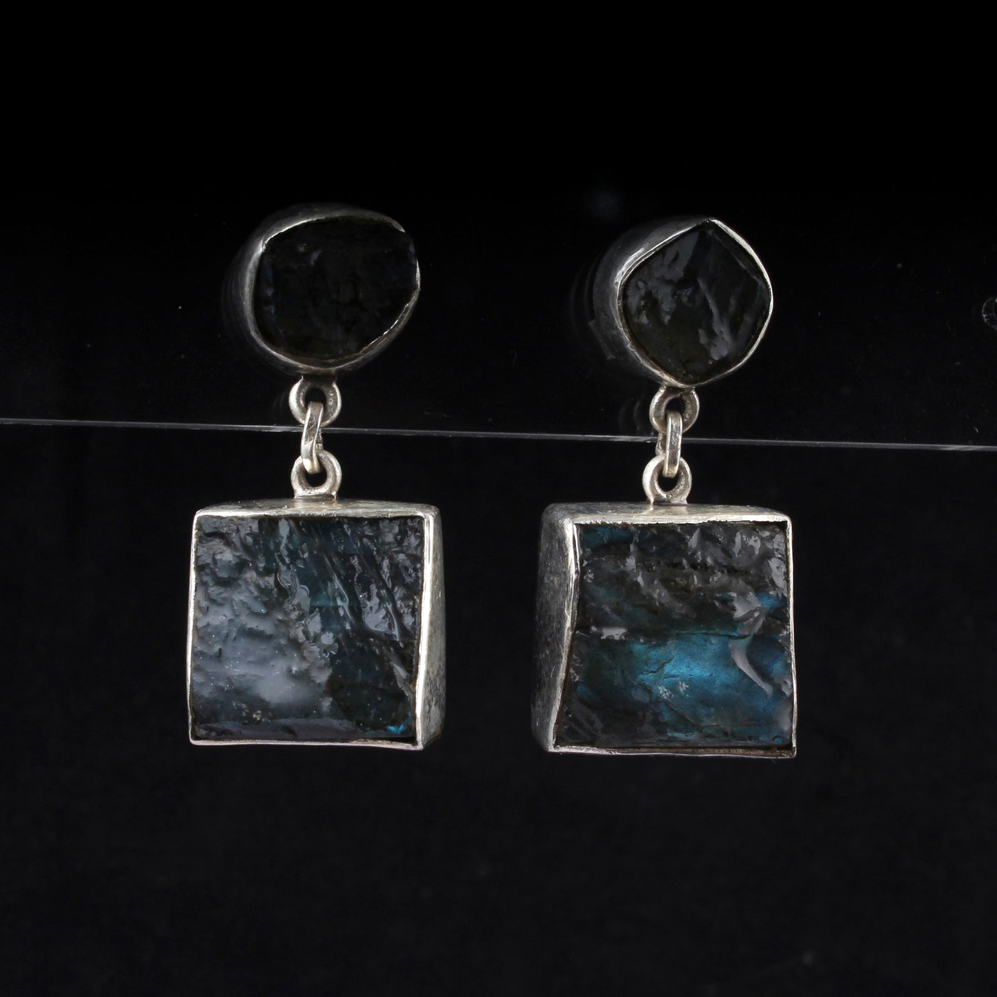 Rough Labradorite Earrings Matte Finish 925 Sterling Silver Earrings Handmade Natural Healing Crystal Jewelry