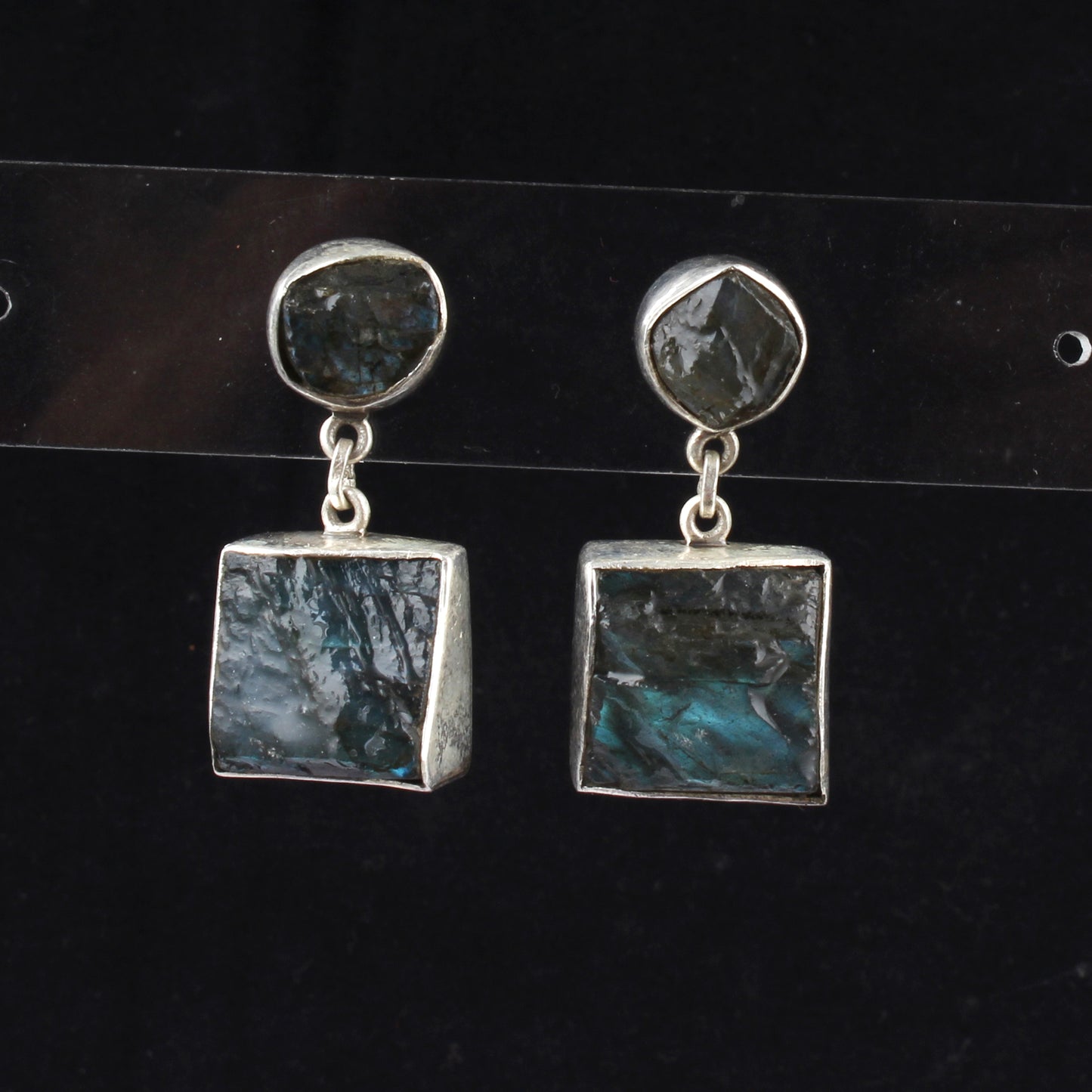 Rough Labradorite Earrings Matte Finish 925 Sterling Silver Earrings Handmade Natural Healing Crystal Jewelry