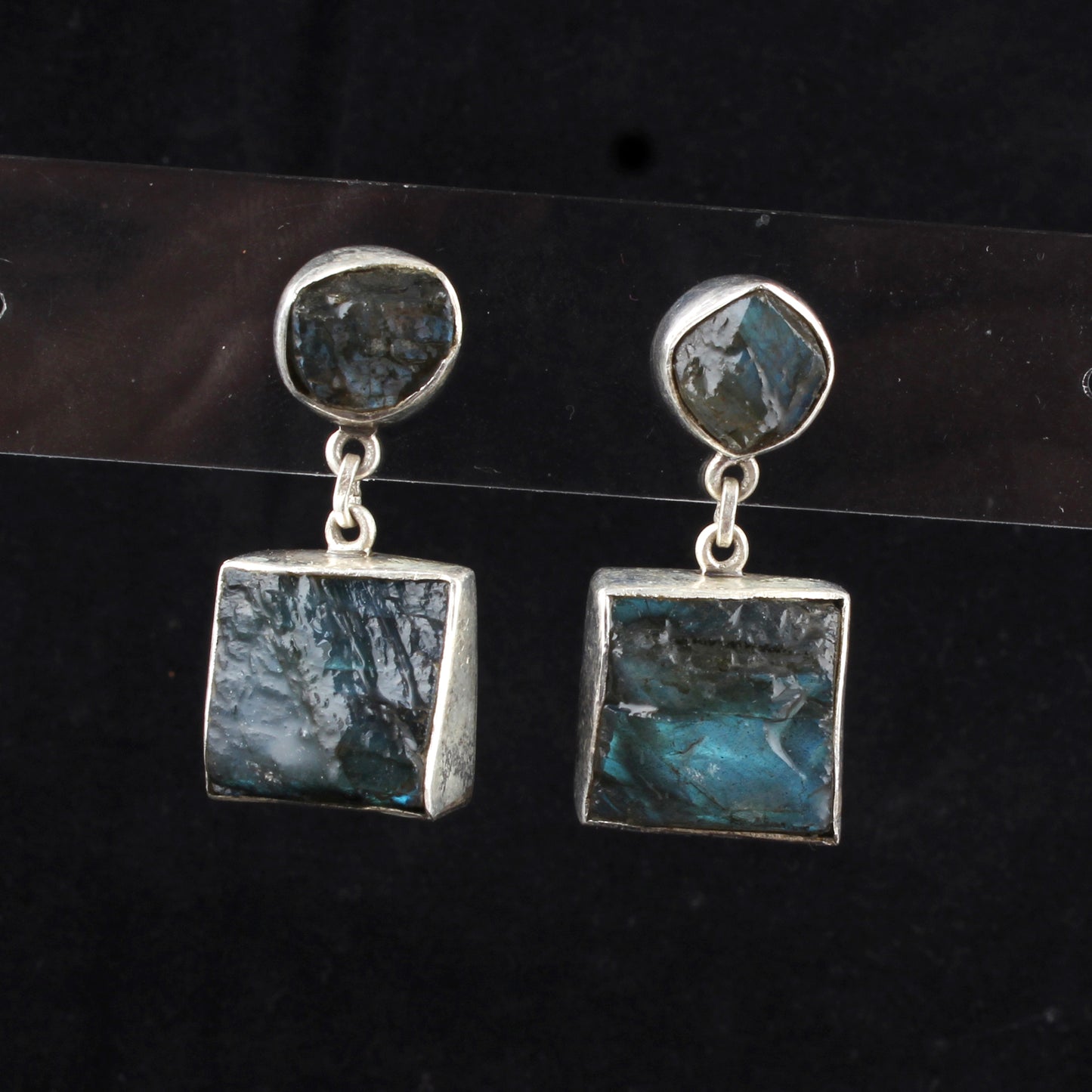 Rough Labradorite Earrings Matte Finish 925 Sterling Silver Earrings Handmade Natural Healing Crystal Jewelry