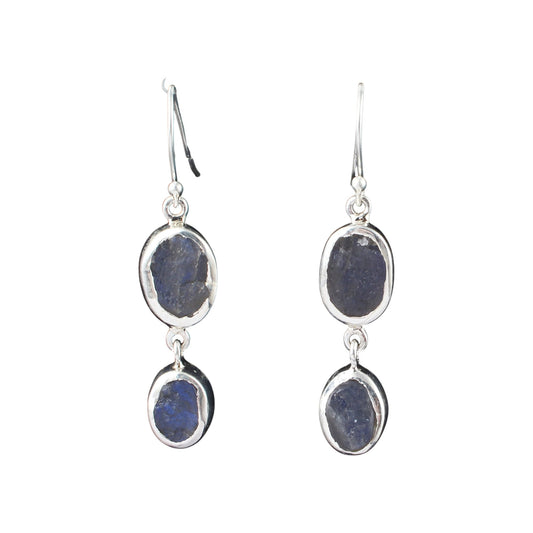 Rough Labradorite Earrings 925 Sterling Silver Natural Gemstone Earrings Handmade Dangle Drop Crystal Jewelry