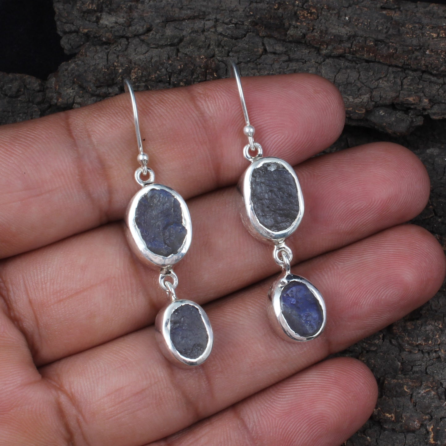 Rough Labradorite Earrings 925 Sterling Silver Natural Gemstone Earrings Handmade Dangle Drop Crystal Jewelry