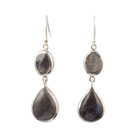 Labradorite Earrings 925 Sterling Silver Natural Gemstone Earrings Handmade Dangle Drop Jewelry