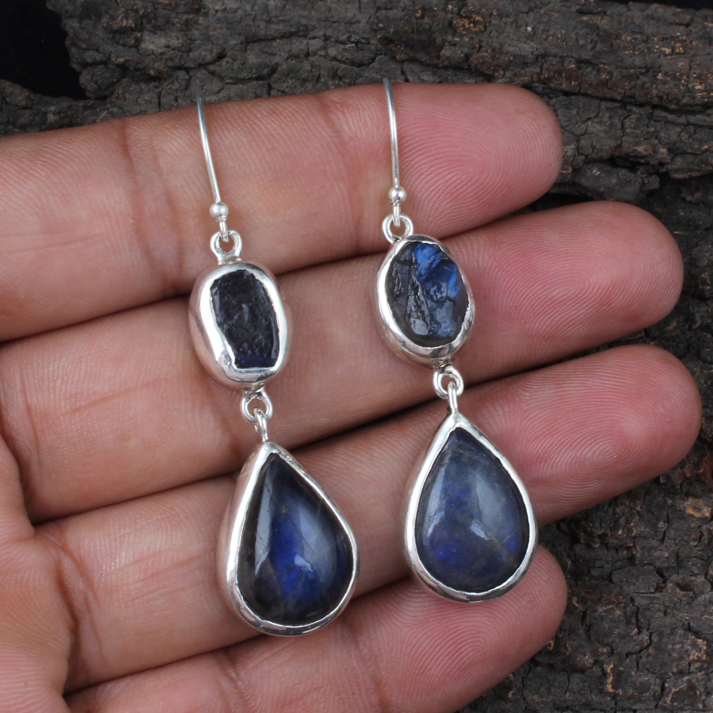 Labradorite Earrings 925 Sterling Silver Natural Gemstone Earrings Handmade Dangle Drop Healing Crystal Jewelry