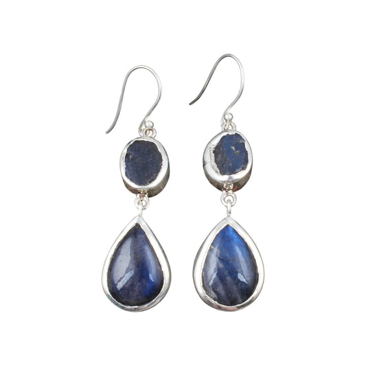Natural Labradorite Earrings 925 Sterling Silver Gemstone Earrings Handmade Dangle Drop Healing Crystal Jewelry