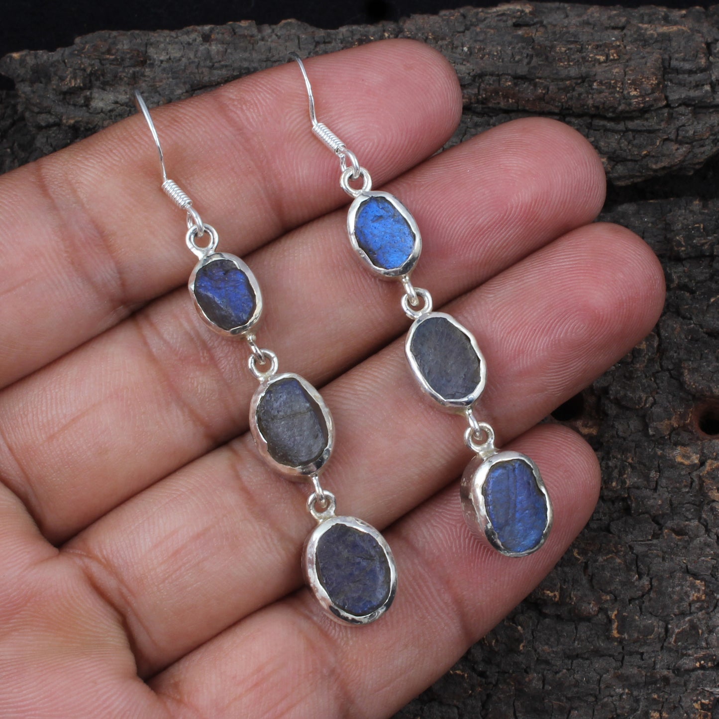 Trio Labradorite Earrings 925 Sterling Silver Natural Gemstone Earrings Handmade Dangle Drop Jewelry