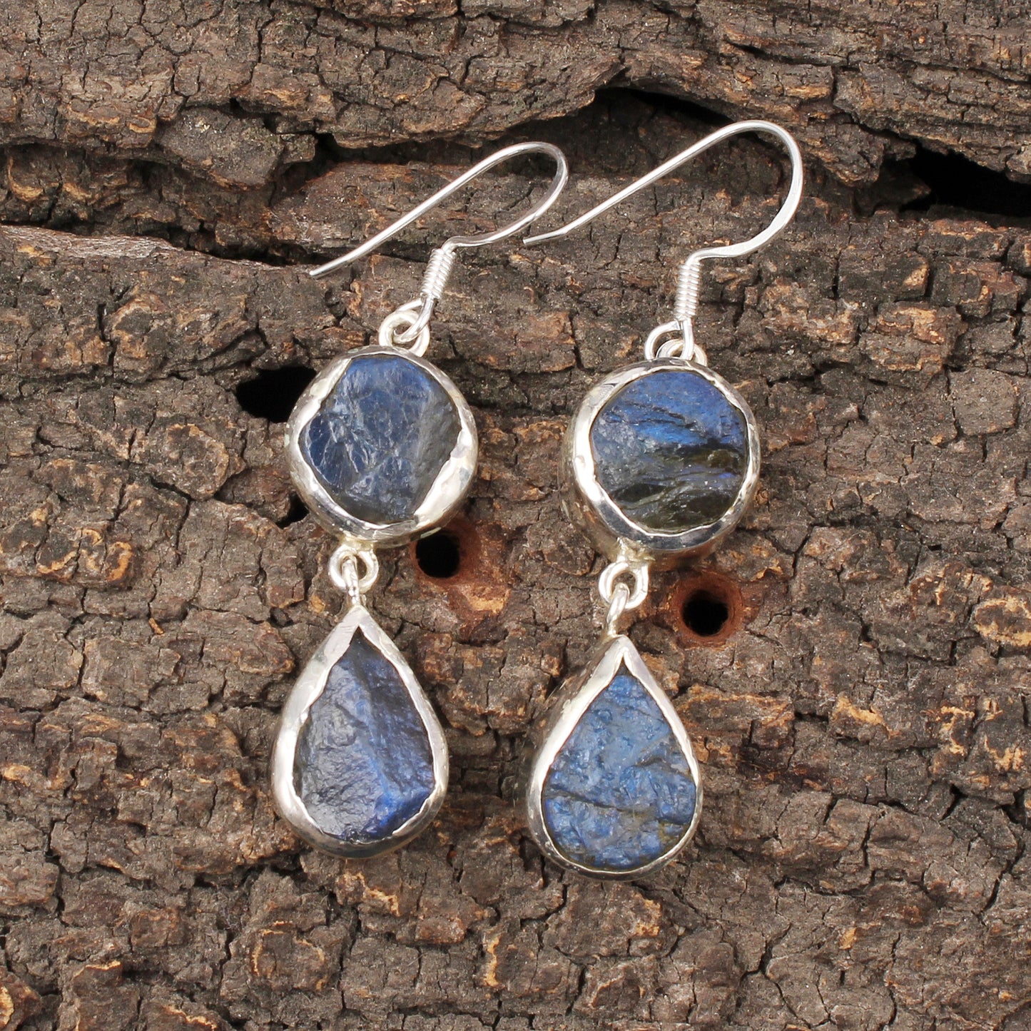 Rough Labradorite Earrings 925 Sterling Silver Natural Gemstone Earrings Handmade Dangle Drop Healing Crystal Jewelry