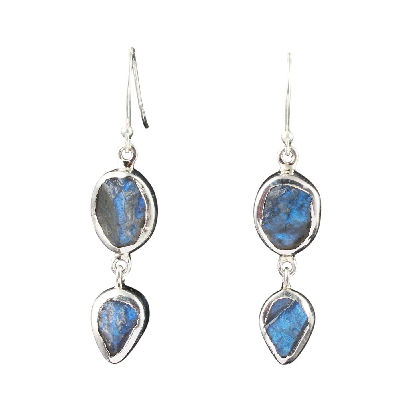 Rough Labradorite Crystal Earrings 925 Sterling Silver Natural Gemstone Earrings Handmade Dangle Drop Jewelry