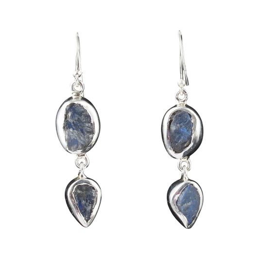Rough Labradorite Earrings 925 Sterling Silver Natural Gemstone Earrings Handmade Dangle Drop Crystal Jewelry