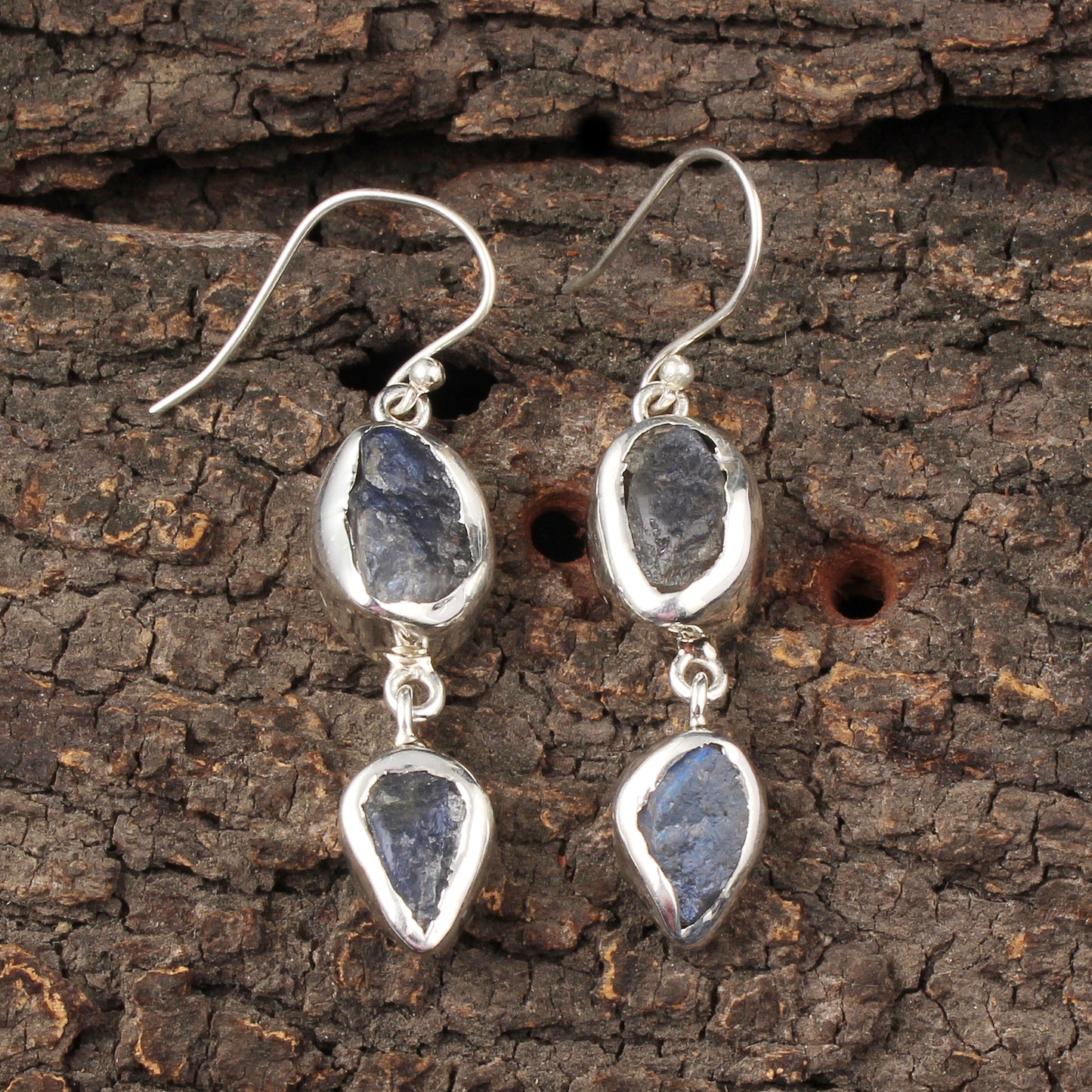 Rough Labradorite Earrings 925 Sterling Silver Natural Gemstone Earrings Handmade Dangle Drop Crystal Jewelry