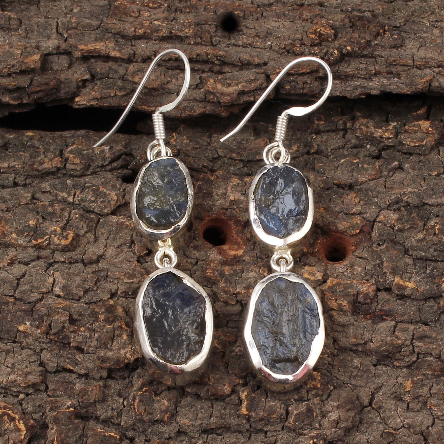 Labradorite Earrings 925 Sterling Silver Natural Rough Gemstone Earrings Handmade Dangle Drop Crystal Jewelry