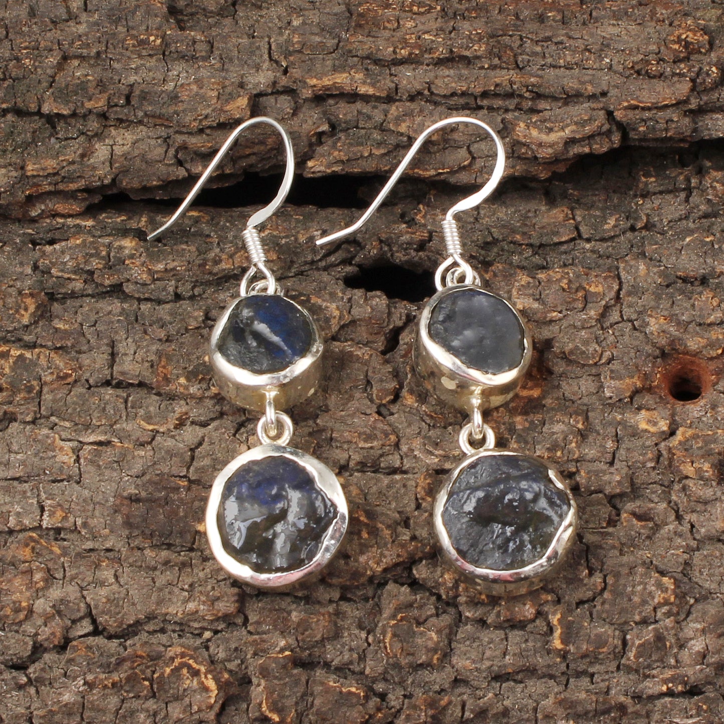 Rough Labradorite Earrings 925 Sterling Silver Natural Gemstone Earrings Handmade Dangle Drops Jewelry