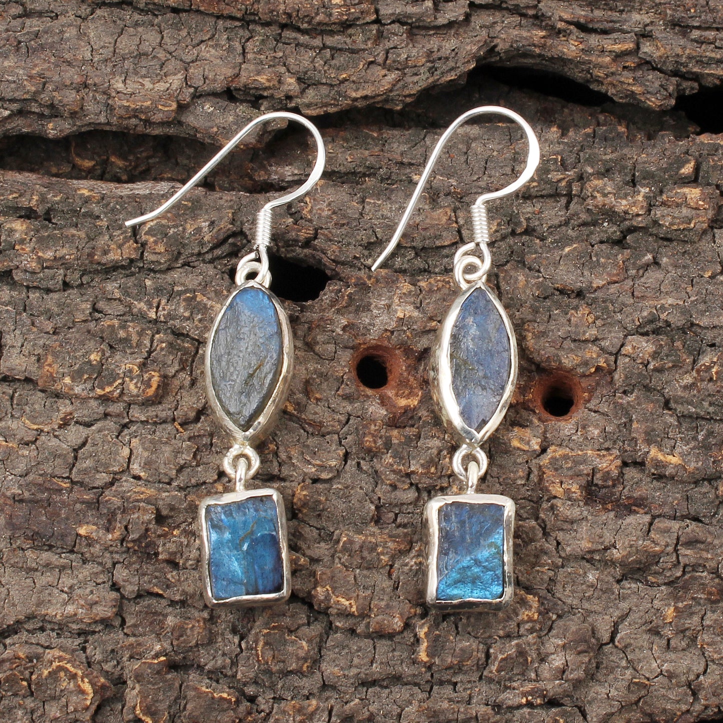 Raw Labradorite Earrings 925 Sterling Silver Natural Gemstone Earrings Handmade Dangle Drops Jewelry
