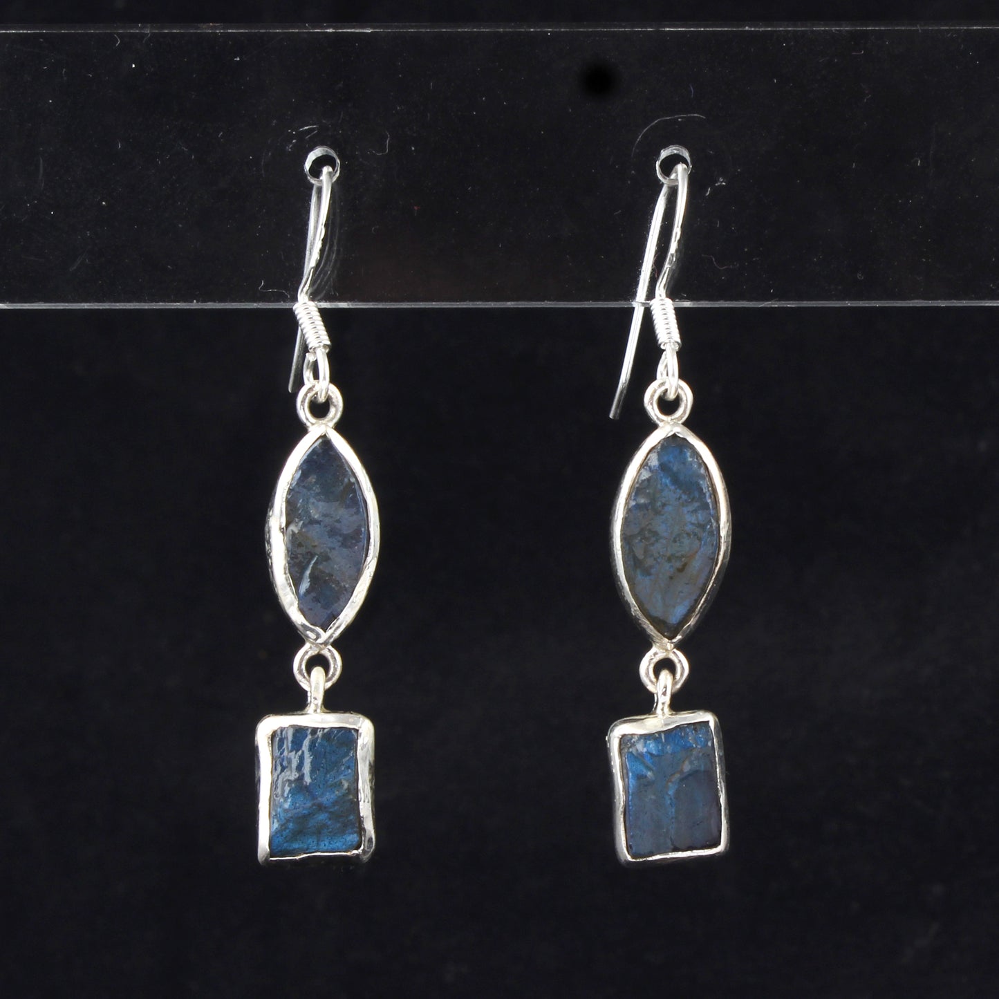 Raw Labradorite Earrings 925 Sterling Silver Natural Gemstone Earrings Handmade Dangle Drops Jewelry