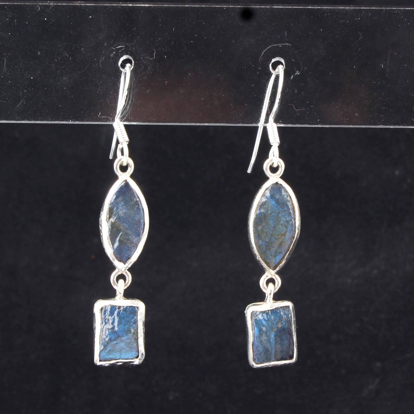 Raw Labradorite Earrings 925 Sterling Silver Natural Gemstone Earrings Handmade Dangle Drops Jewelry