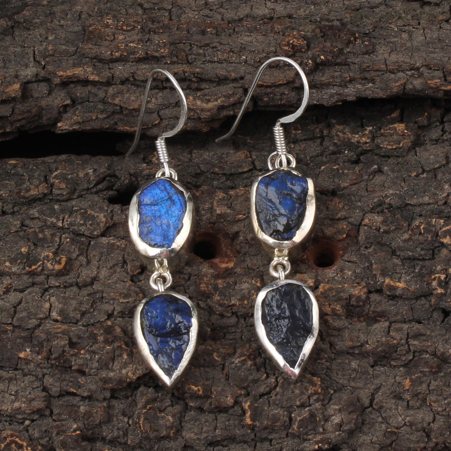 Raw Labradorite Earrings 925 Sterling Silver Natural Gemstone Earrings Handmade Dangle Drop Crystal Jewelry