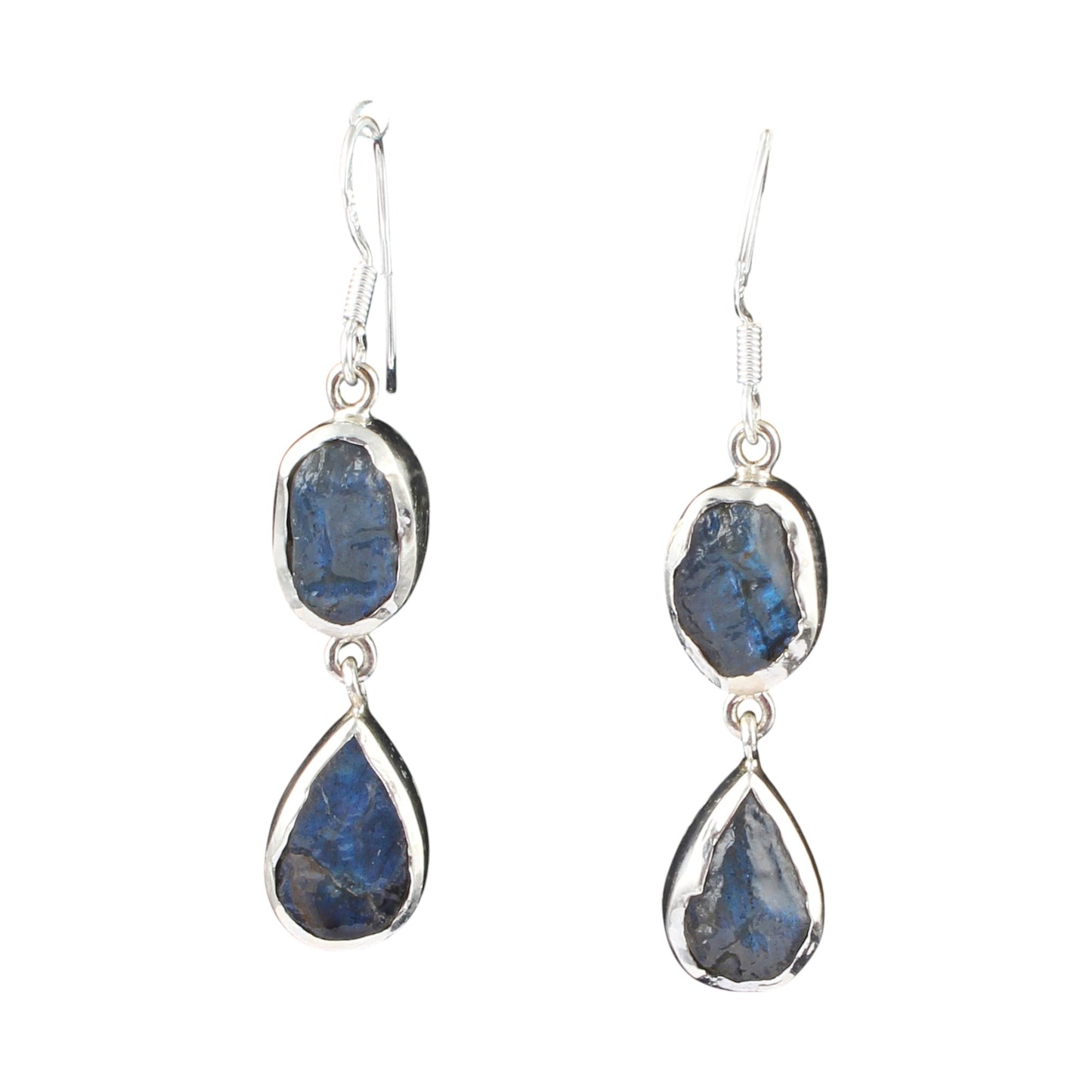 Raw Labradorite Dangle Earrings Handmade Rough Stone 925 Sterling Silver Raw Stone Jewelry November Birthstone Christmas Gift