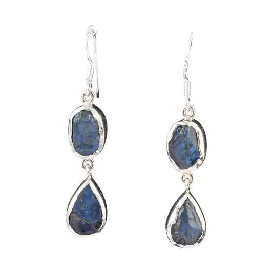 Raw Labradorite Dangle Earrings Handmade Rough Stone 925 Sterling Silver Raw Stone Jewelry November Birthstone Christmas Gift