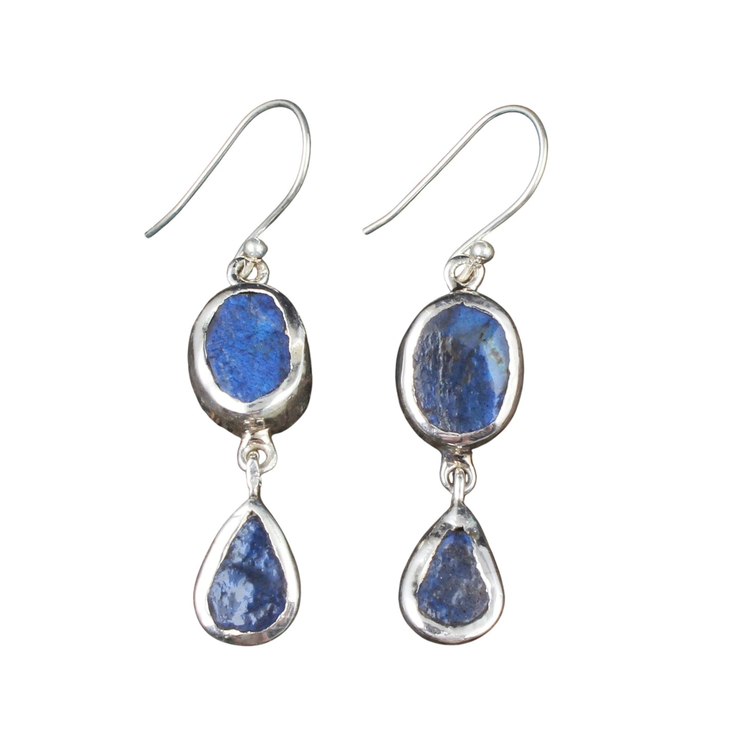 Raw Labradorite Earrings 925 Sterling Silver Natural Rough Gemstone Earrings Handmade Dangle Drops Jewelry