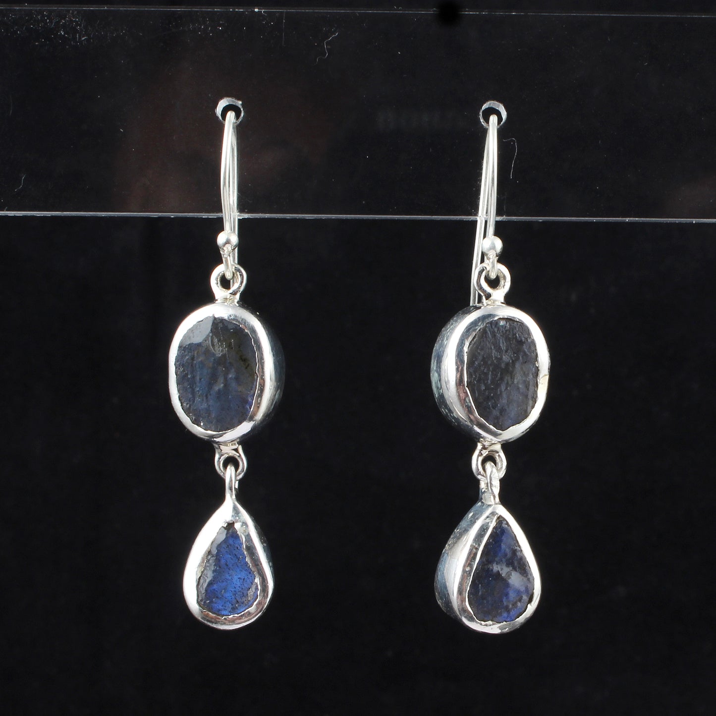 Raw Labradorite Earrings 925 Sterling Silver Natural Rough Gemstone Earrings Handmade Dangle Drops Jewelry