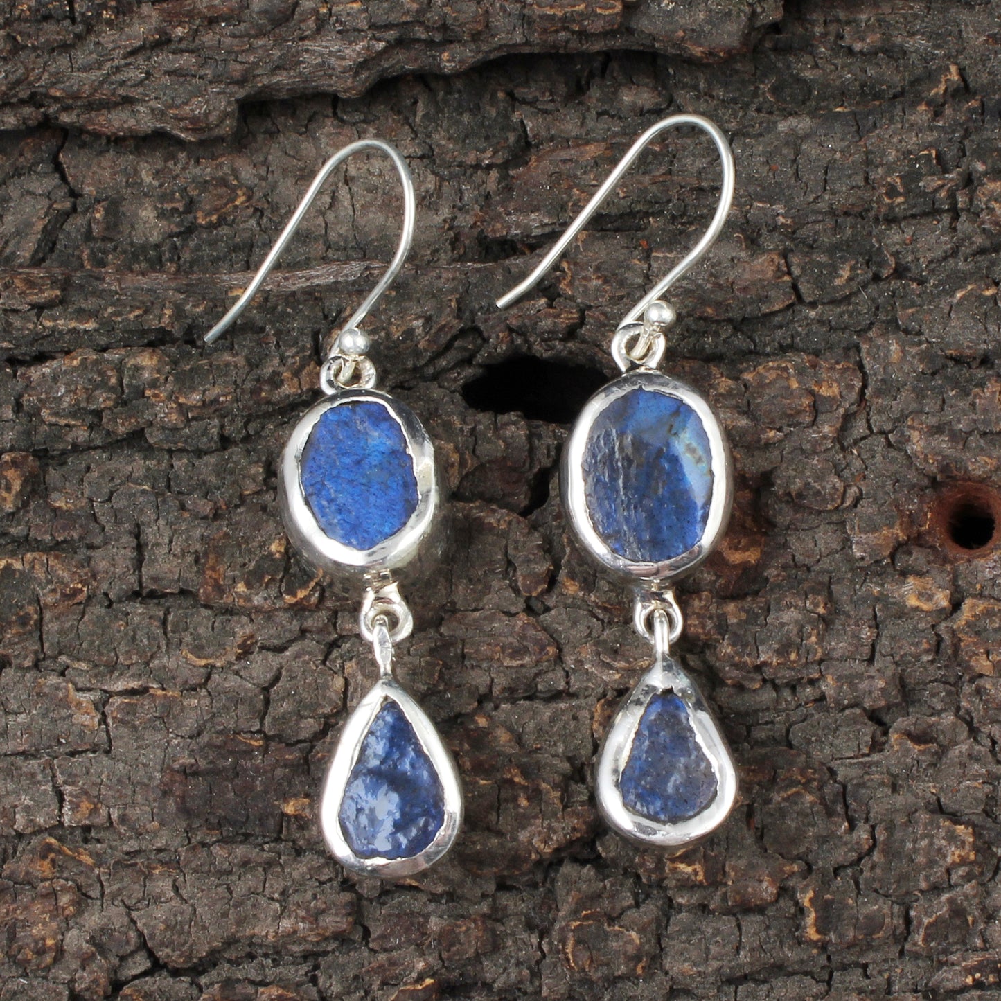 Raw Labradorite Earrings 925 Sterling Silver Natural Rough Gemstone Earrings Handmade Dangle Drops Jewelry