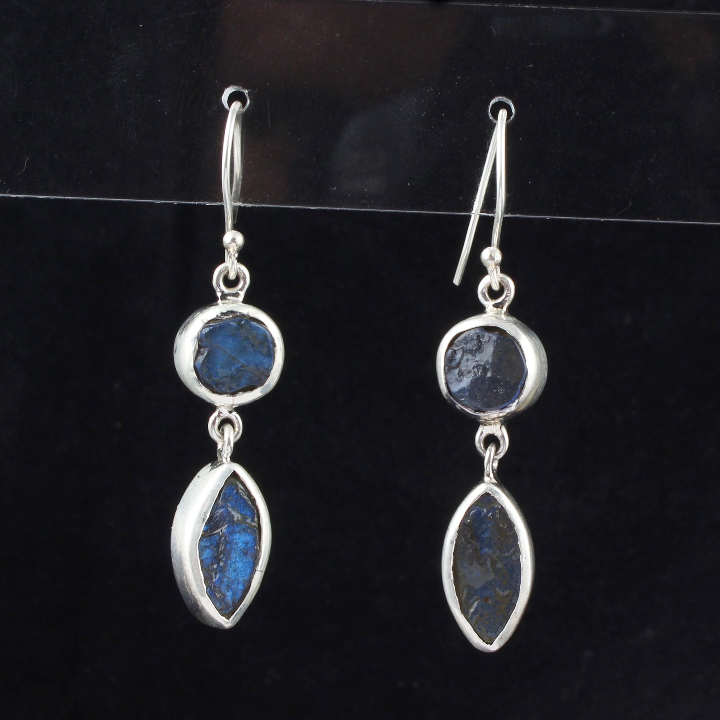 Raw Labradorite Earrings 925 Sterling Silver Natural Gemstone Earrings Handmade Dangle Healing Crystal Jewelry