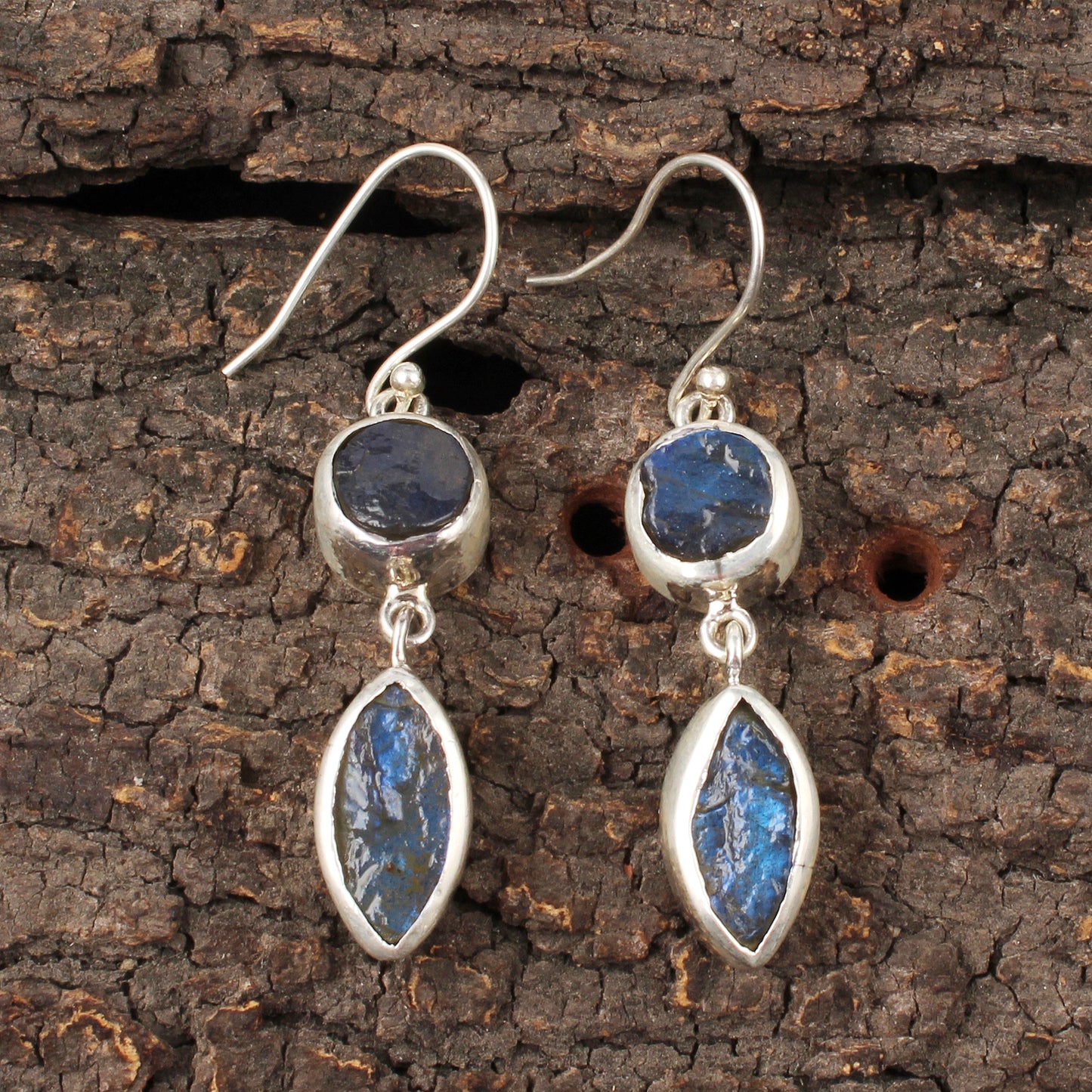Raw Labradorite Earrings 925 Sterling Silver Natural Gemstone Earrings Handmade Dangle Healing Crystal Jewelry