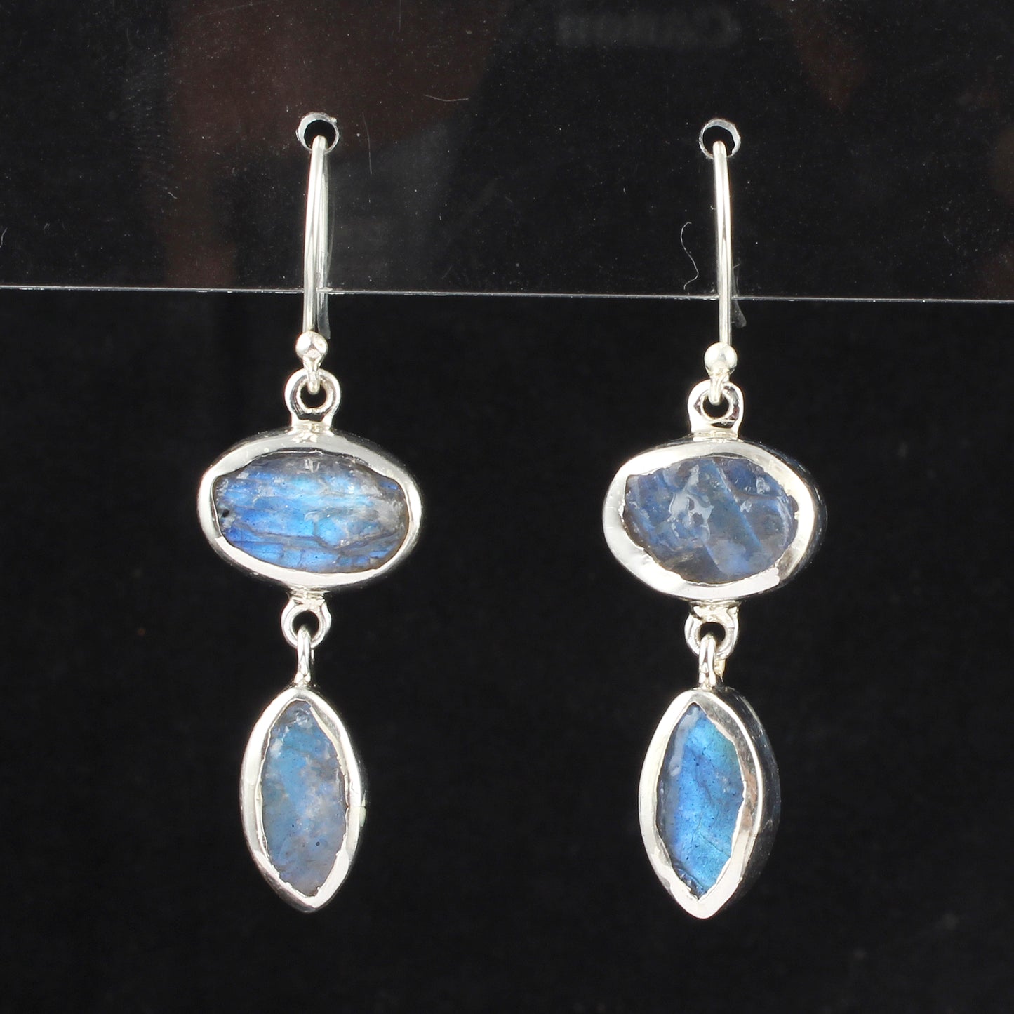 Labradorite Earrings 925 Sterling Silver Natural Rough Crystal Earrings Handmade Dangle Drops Jewelry
