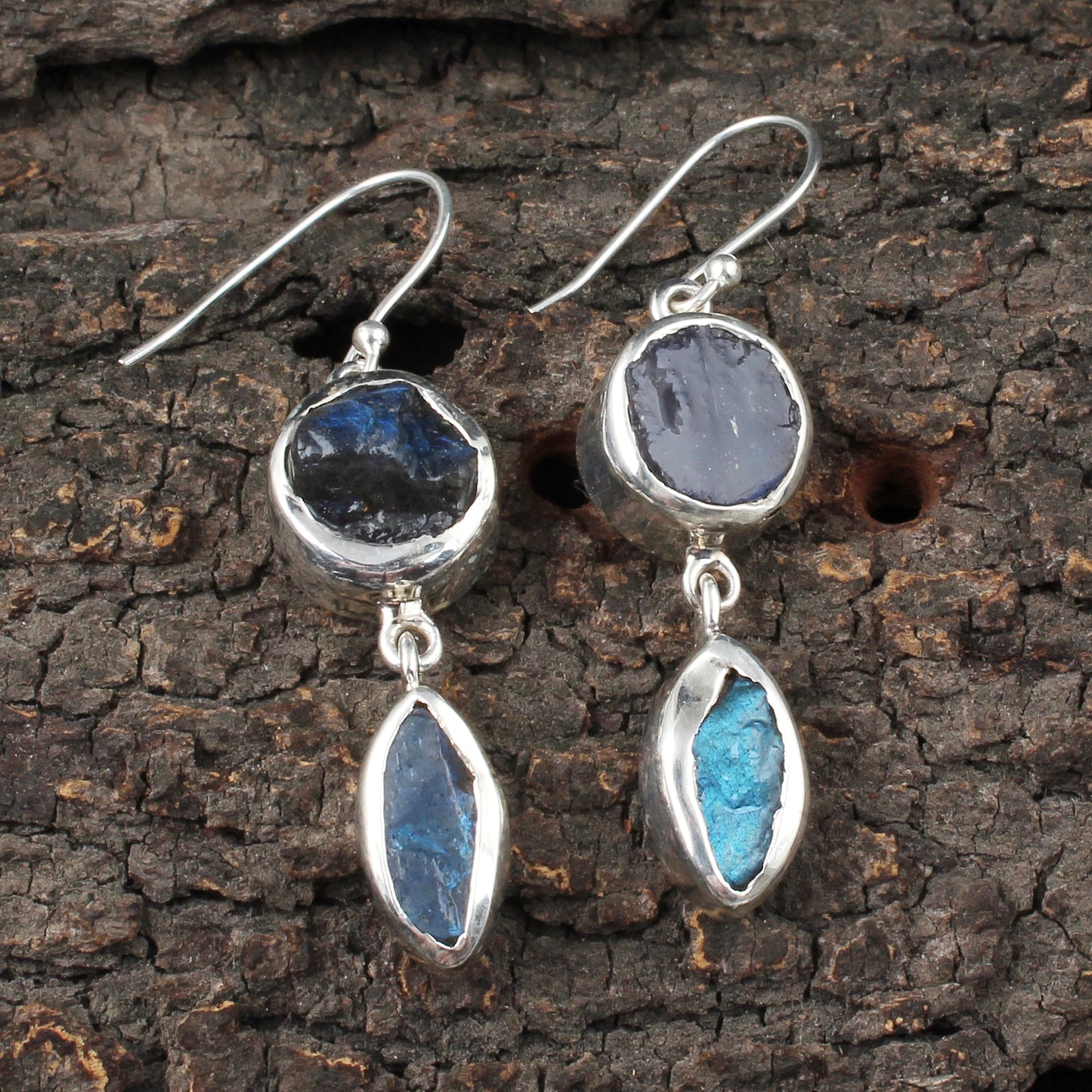 Natural Rough Labradorite Earrings Handmade 925 Sterling Silver Raw Healing Crystal Gemstone Earrings
