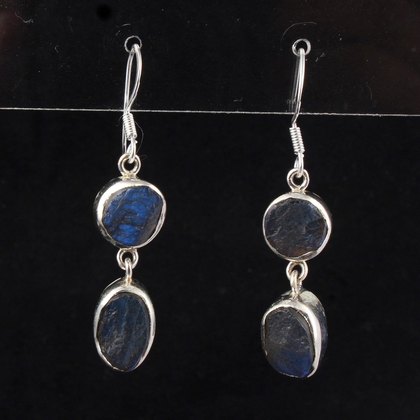 Labradorite Earrings 925 Sterling Silver Natural Rough Crystal Earrings Handmade Dangle Drops