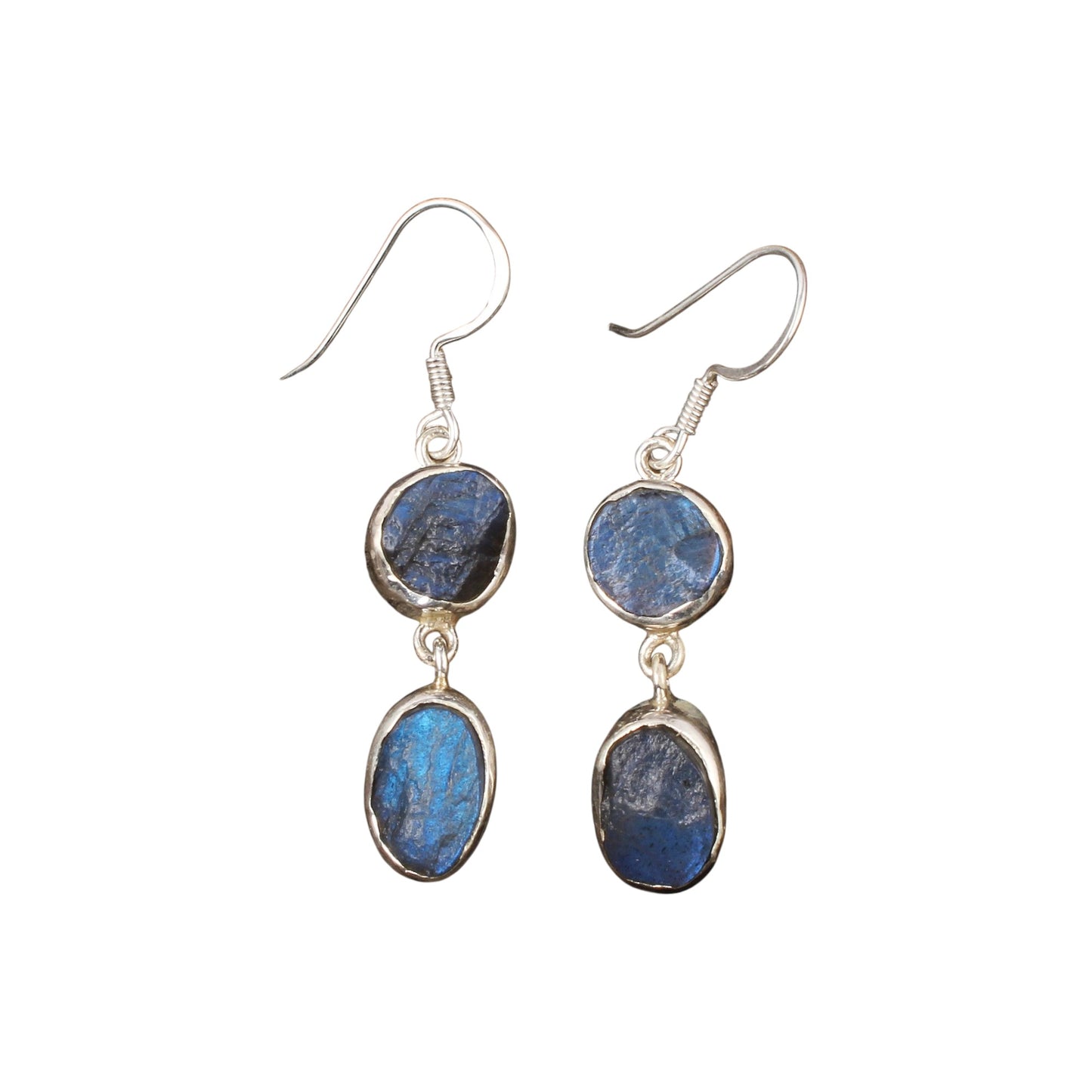 Labradorite Earrings 925 Sterling Silver Natural Rough Crystal Earrings Handmade Dangle Drops