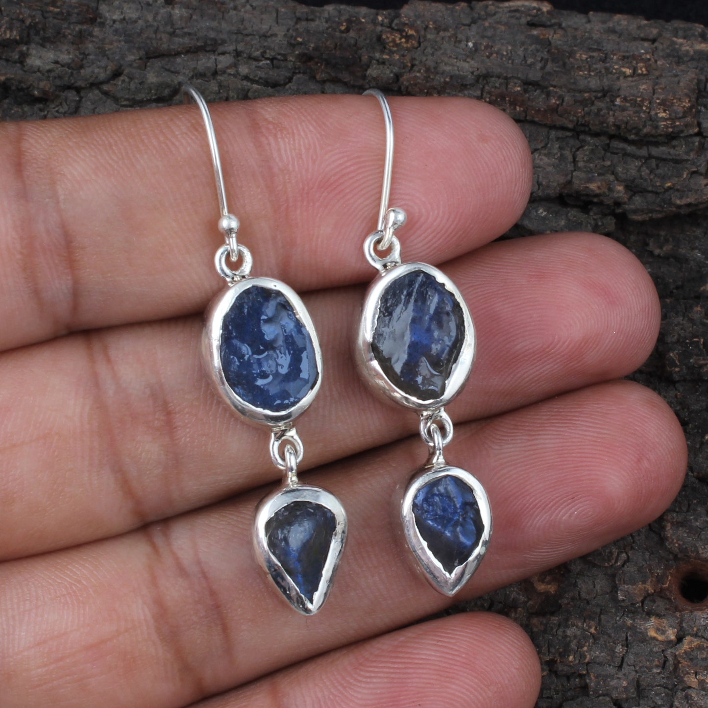 Rough Labradorite Earrings 925 Sterling Silver Natural Gemstone Earrings Handmade Dangle Crystal Jewelry