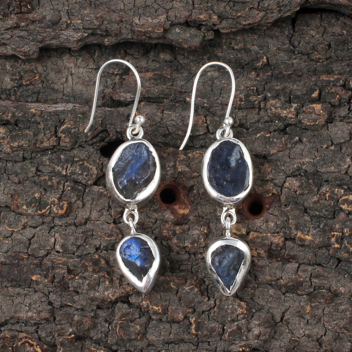 Rough Labradorite Earrings 925 Sterling Silver Natural Gemstone Earrings Handmade Dangle Crystal Jewelry