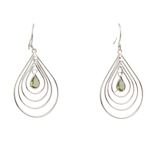Multi Wire Design Peridot Earrings with 925 Sterling Silver Handmade Designer Dangle Gemstone Earrings