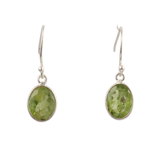 Natural Peridot Earrings Oval Shape Lightweight Gemstone Dangle Earrings August Birthstone Jewelry