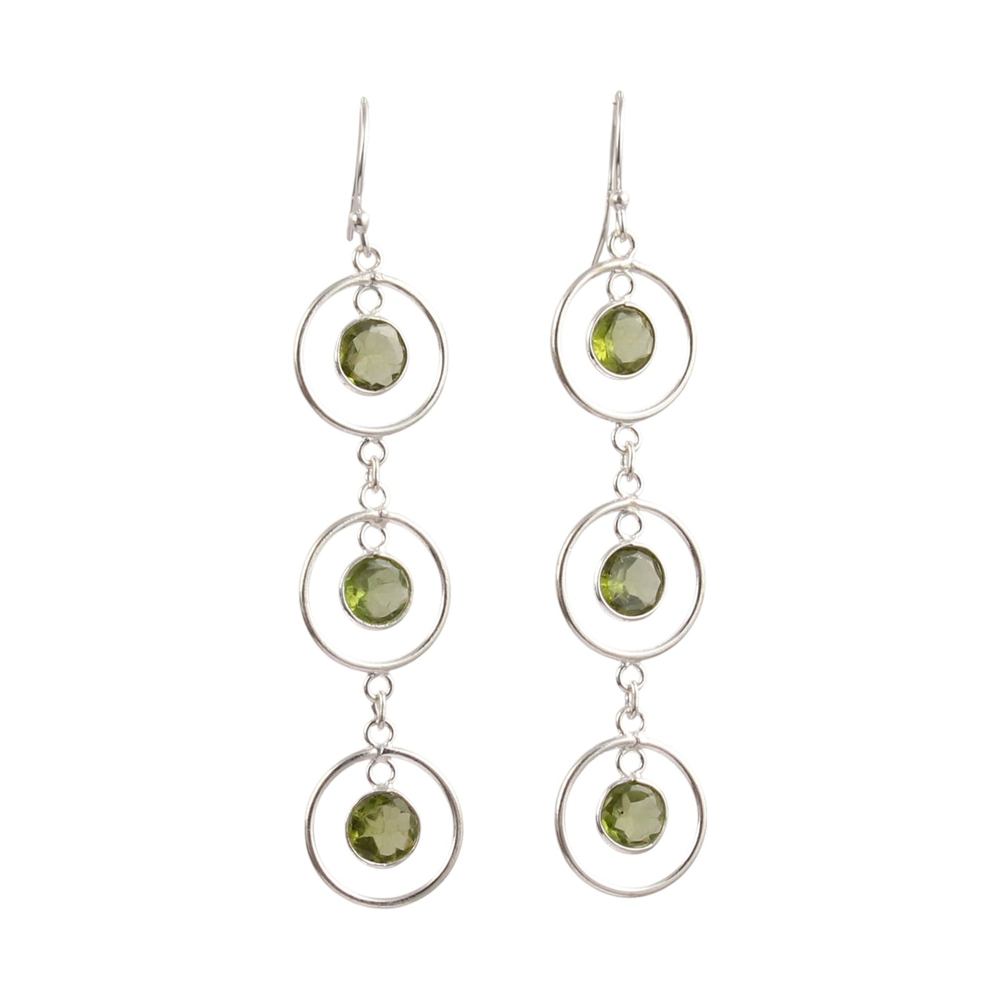 Ethnic Wear Peridot Earrings Handmade 925 Sterling Silver Dangle Natural Gemstone Earrings