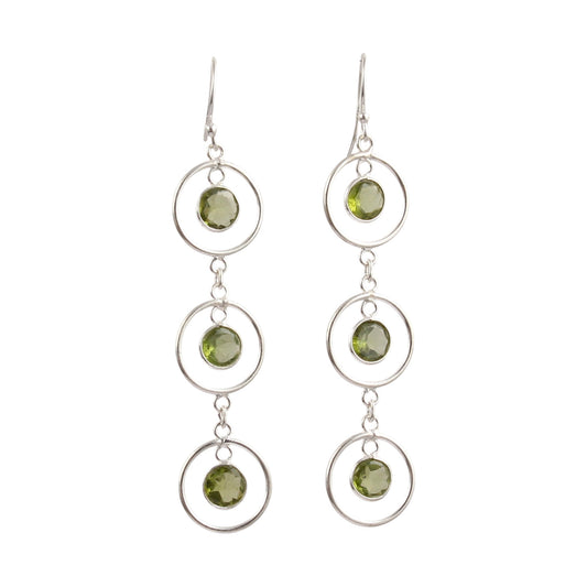 Ethnic Wear Peridot Earrings Handmade 925 Sterling Silver Dangle Natural Gemstone Earrings